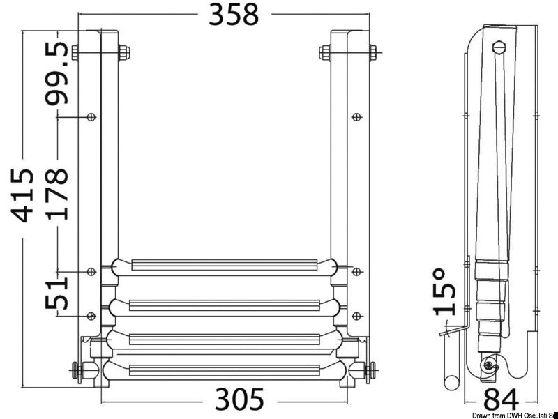 Scaletta sotto plancetta 4 gradini XL