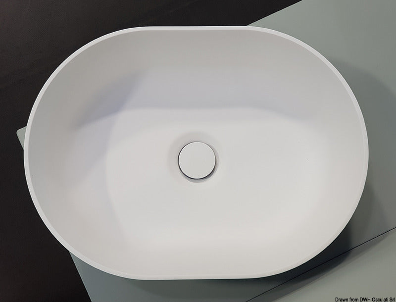 Lavello semiovale in Ocritech bianco 350x260