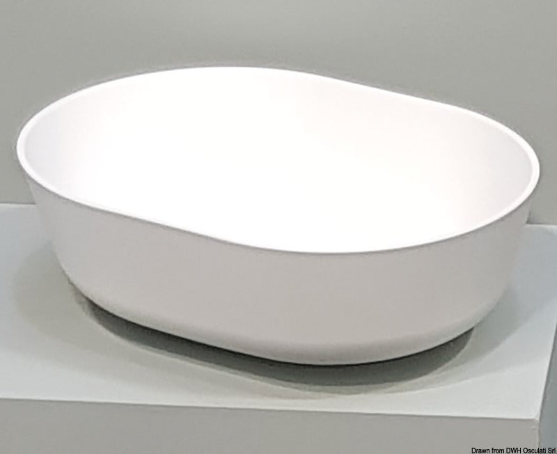 Lavello semiovale in Ocritech bianco 350x260