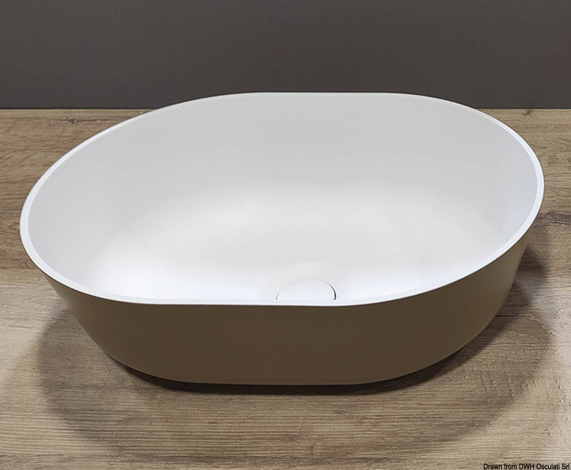 Lavello semiovale in Ocritech bianco/beige 350x260