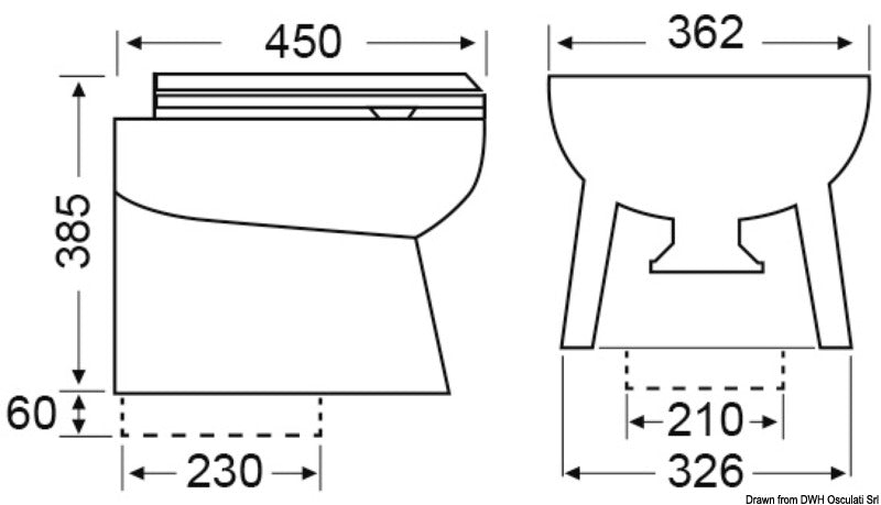 WC Silent Elegant 12 V posteriore dritto