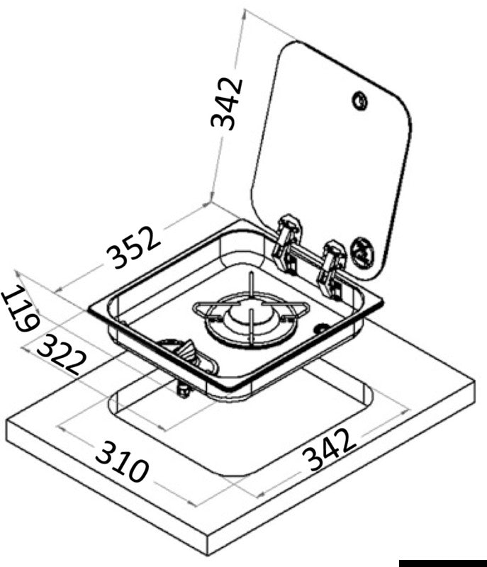 Piano cottura ad incasso con coperchio
