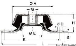 Supporto antivibrante zincato 350 kg