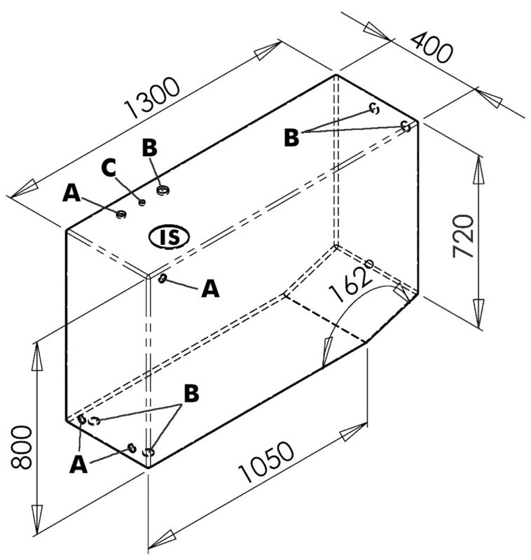 Serbatoio per acqua 390 l destro
