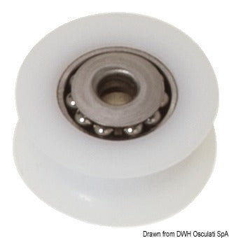 Puleggia in delrin su sfere inox mm 20 Ø 8