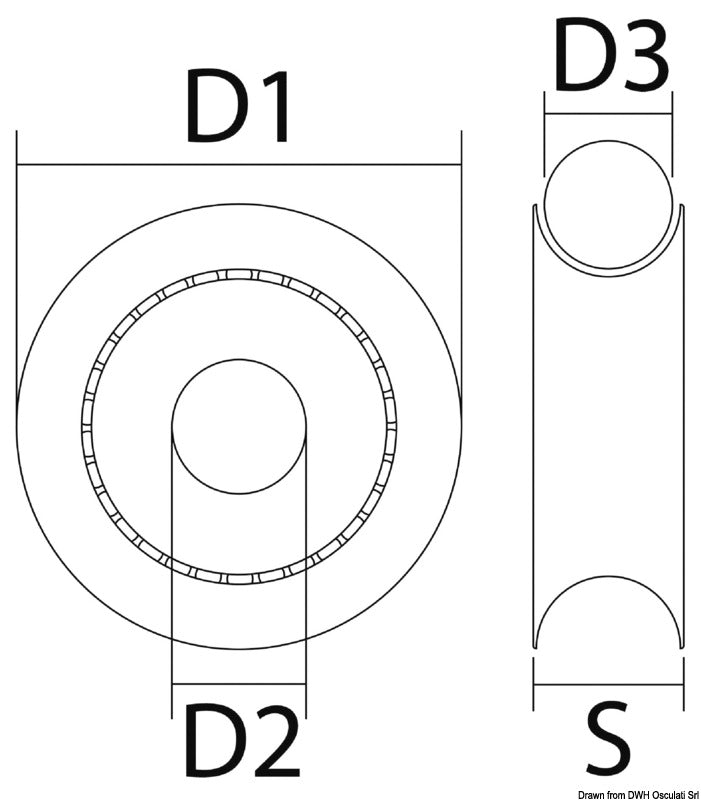 Puleggia in delrin su sfere inox mm 20 Ø 8