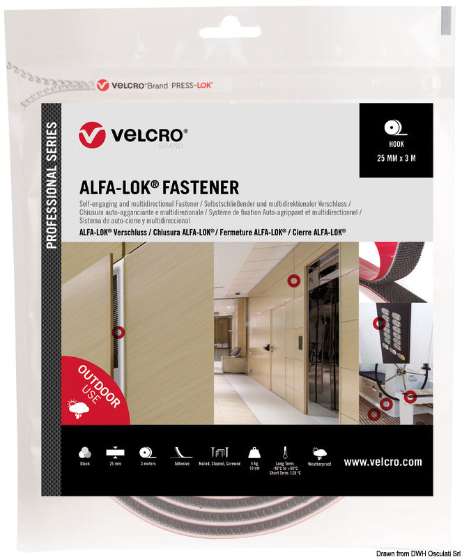 VELCRO® Brand ALFA-LOK® mm25 x 3mt nero