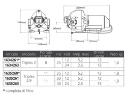 POMPA FLOJET TRIPLEX  8LT. 12V.