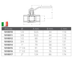 VALVOLA A SFERA INOX 316 DA 1/4