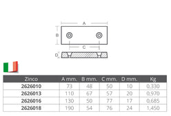 ANODO RETTANGOLARE 73x48x10