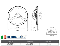 RUOTA TIMONE V32 NERO Ø MM.335