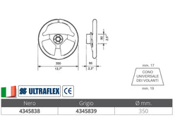 RUOTA TIMONE V38 NERO Ø MM.380