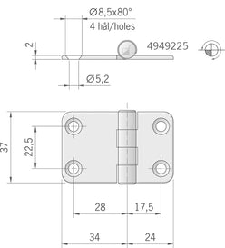 CERNIERA INOX MM.58X37