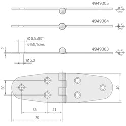 CERNIERA INOX MM.140X40 STANDARD