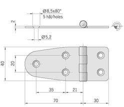 CERNIERA INOX MM.100X40