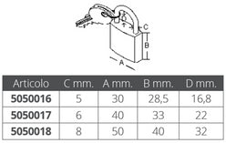 LUCCHETTO ARCO CORTO MM.30