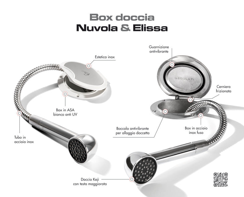 Box Elissa inox con doccia Keji tubo nylon 4 m