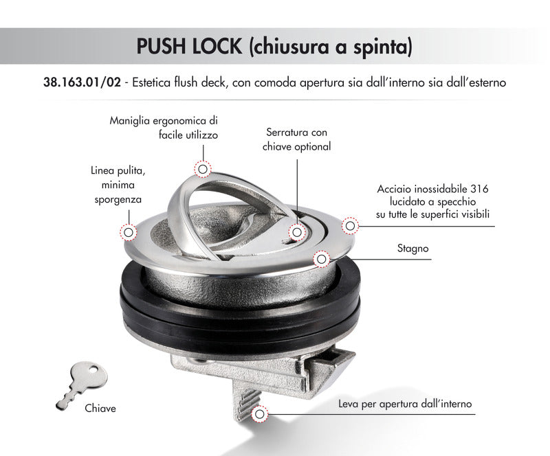 Alzapagliolo Eclipse PUSH LOCK con serratura