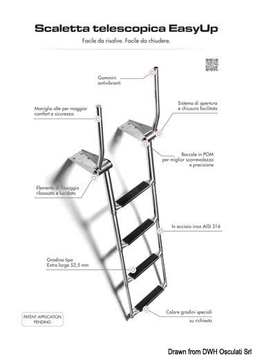 Scaletta telescopica 4 gradini con maniglie
