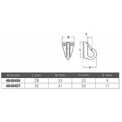 PIASTRINA INOX 316 GANCIO APRIBILE